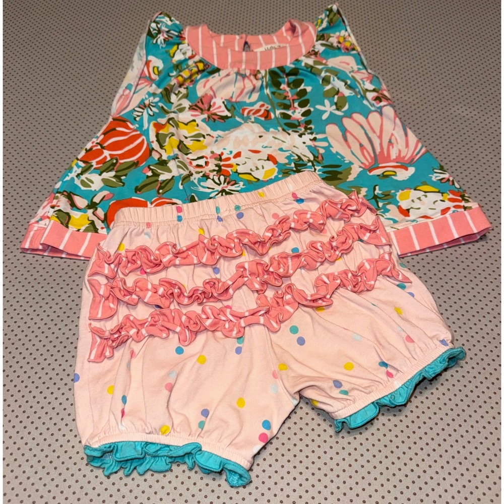 Matilda Jane Toddler Girls Floral Tunic and Polka Dot Ruffle Bloomers Set 18-24M